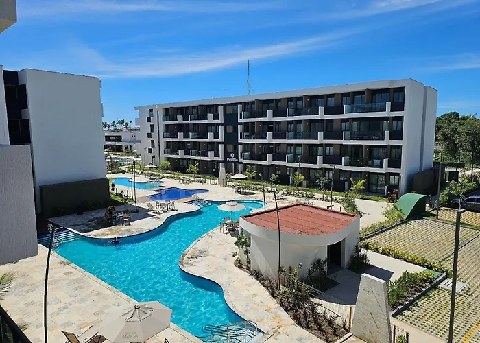 Flat luxo com varanda gourmet no Makia Resort em Muro Alto 4 pessoas